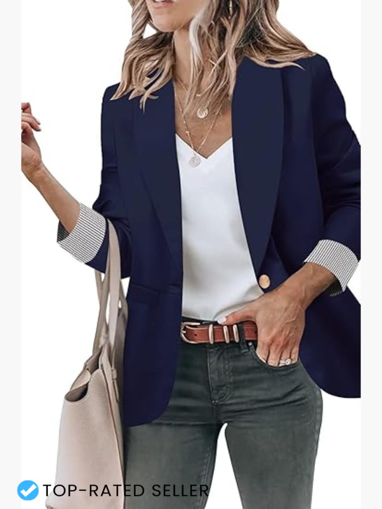 Classic Shawl Collar Blazer Jacket Elegant Office Work Casual Long Sleeve